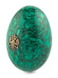 A Russian Silver-Mounted Malachite Egg