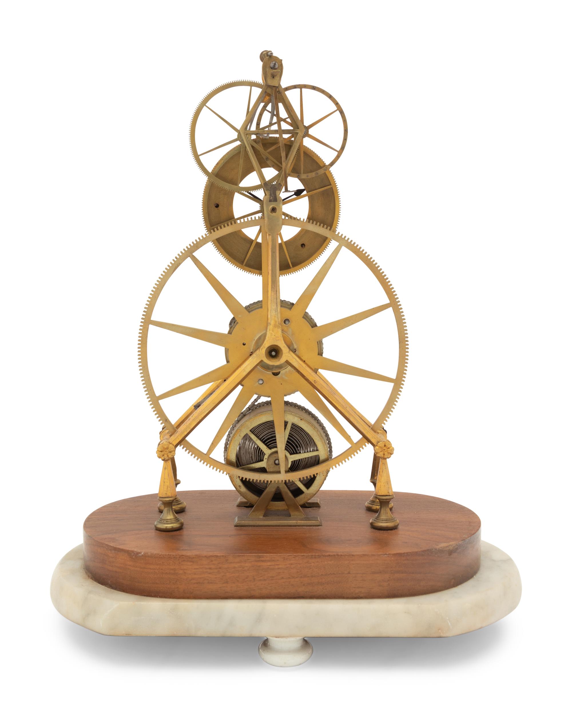 A Brass Skeleton Clock