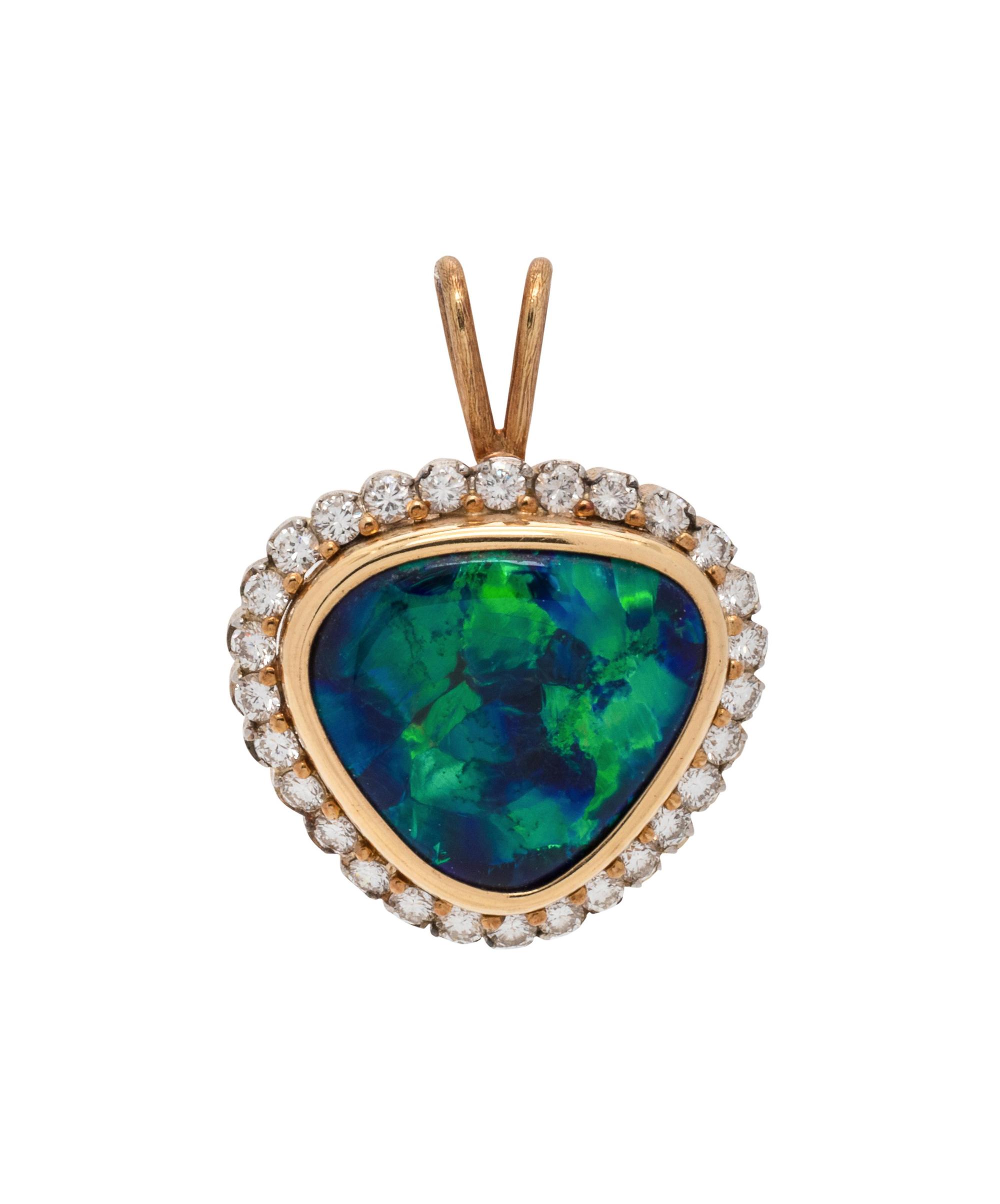 Black Opal and Diamond Pendant