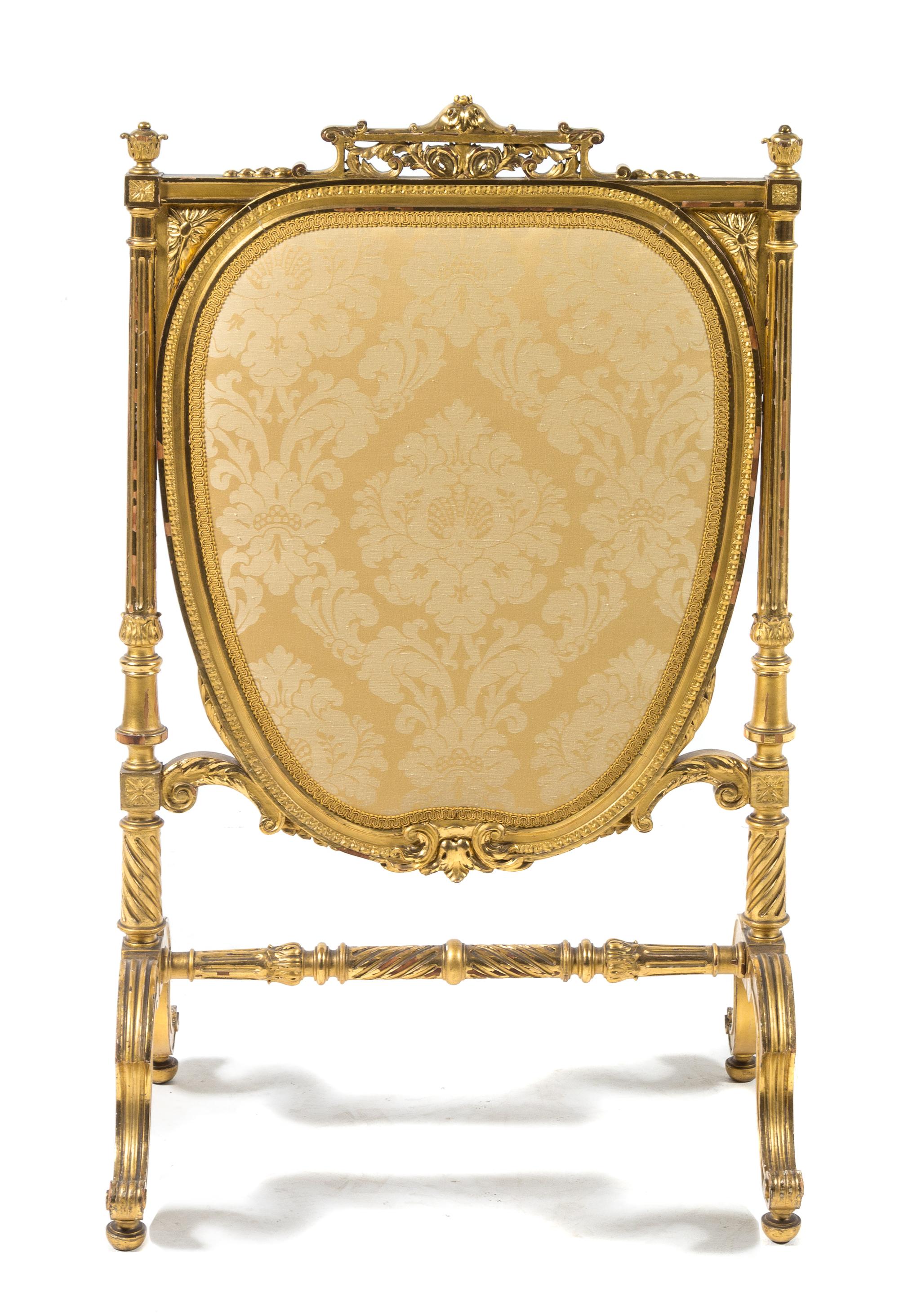 A Louis XVI Style Giltwood Firescreen Height 42 1/2 x width 25 3/4 x depth 18 3/8 inches. — LATE 19TH/EARLY 20TH CENTURY