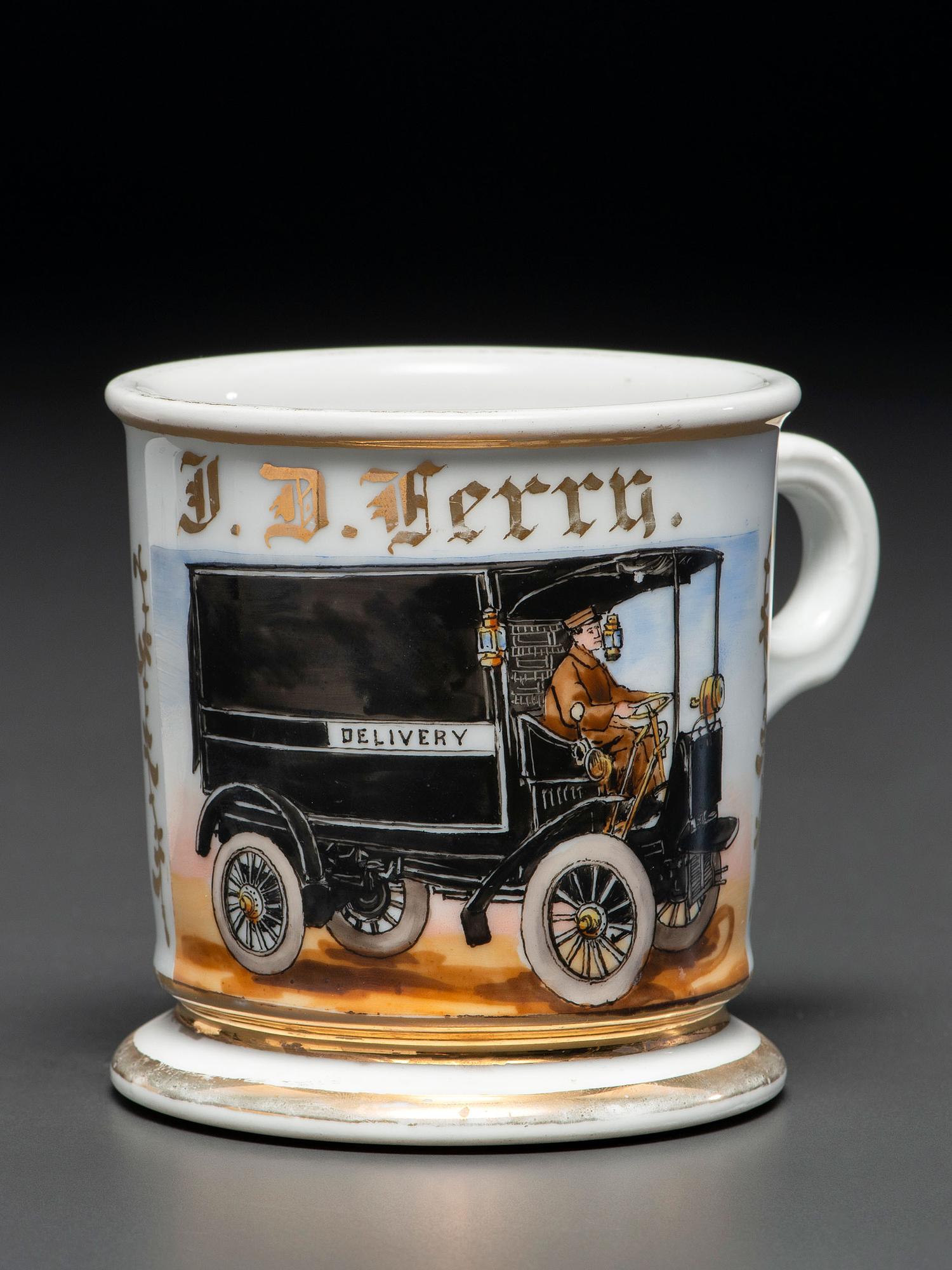 A Delivery Truck Driver's Porcelain Occupational Shaving Mug