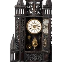 A Large Fretwork Folk Art Steeple Clock