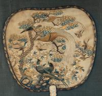 A Chinese Canton Style Silk Embroidered Fan
