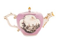 A Meissen Lilac-Ground Porcelain Teapot and Cover