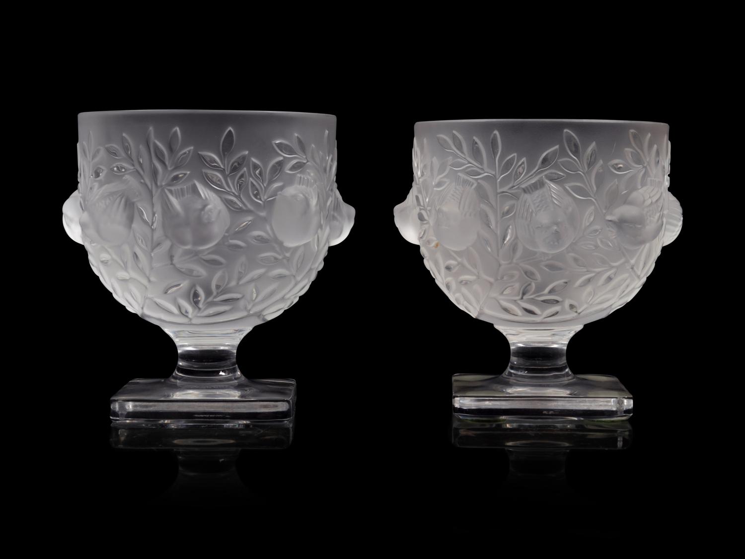 A Pair of Lalique Elizabeth Vases