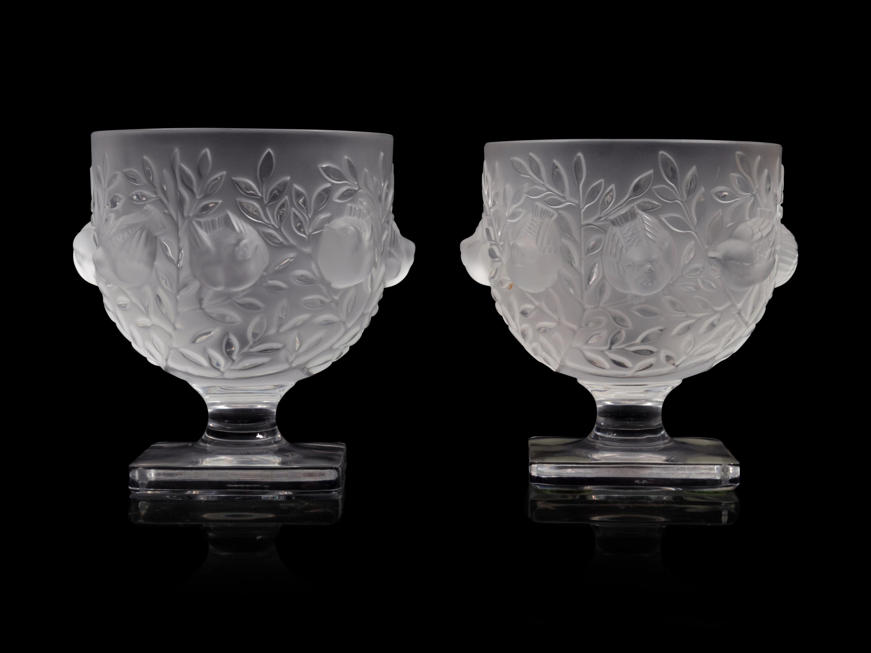 A Pair of Lalique Elizabeth Vases