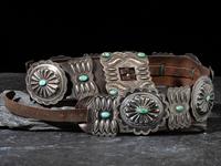 Navajo Silver and Turquoise Concha Belt