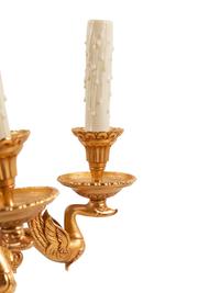 An Empire Style Porcelain Mounted Gilt Bronze Six-Light Chandelier