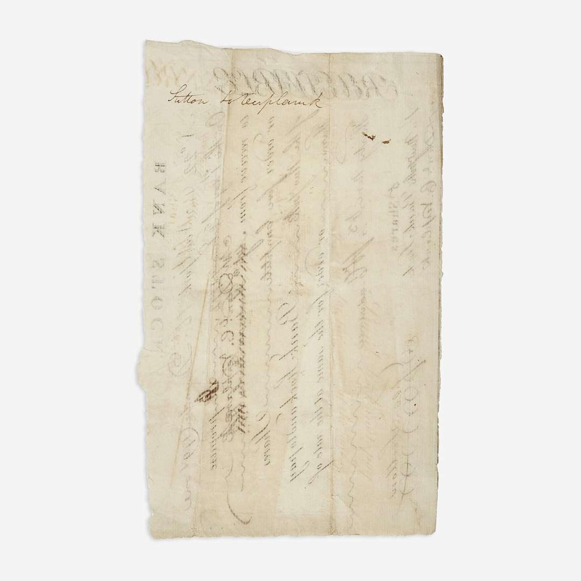 [Hamilton, Alexander] [Bank of New York] Partially-Printed "Receivable" for the Bank of New York