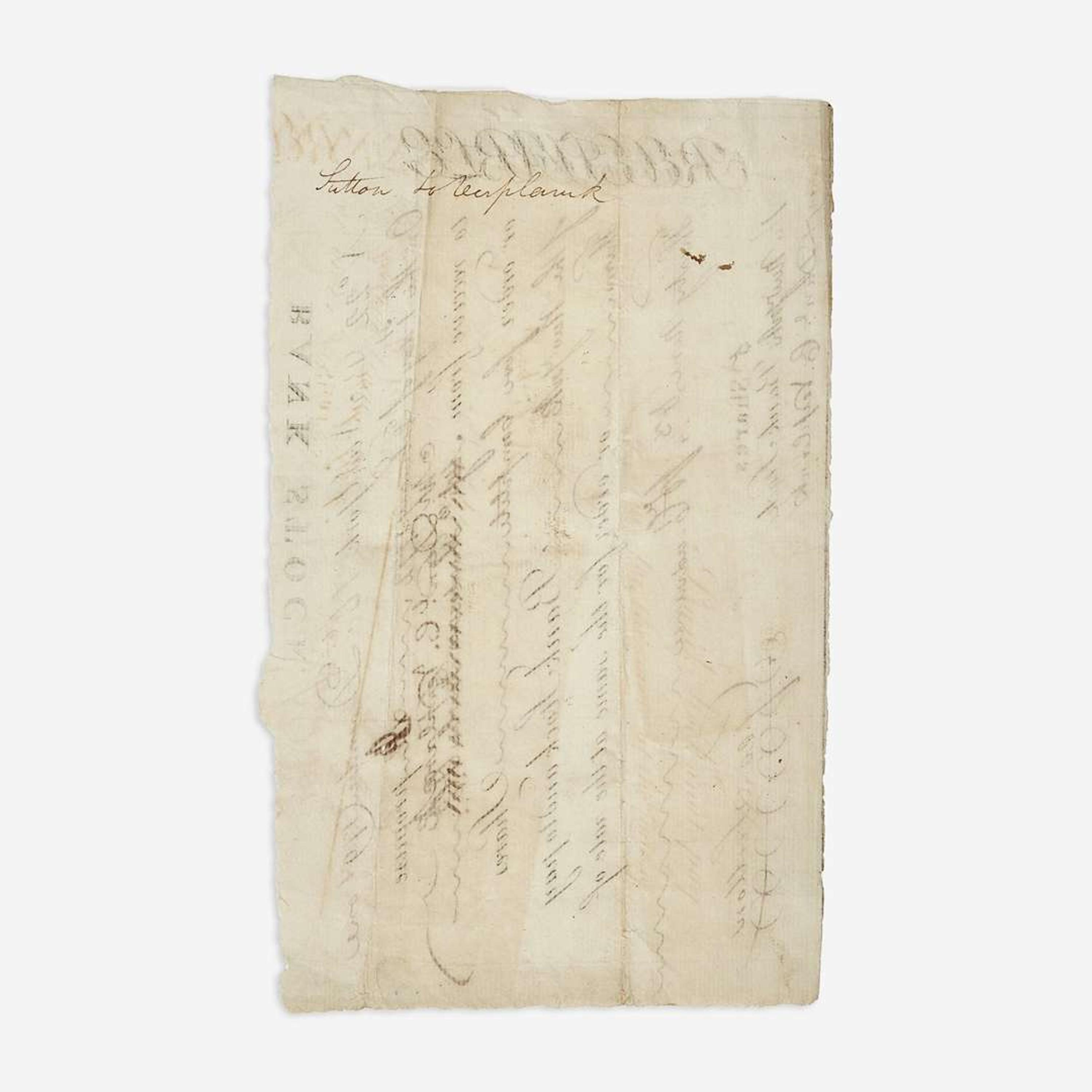 [Hamilton, Alexander] [Bank of New York] Partially-Printed "Receivable" for the Bank of New York