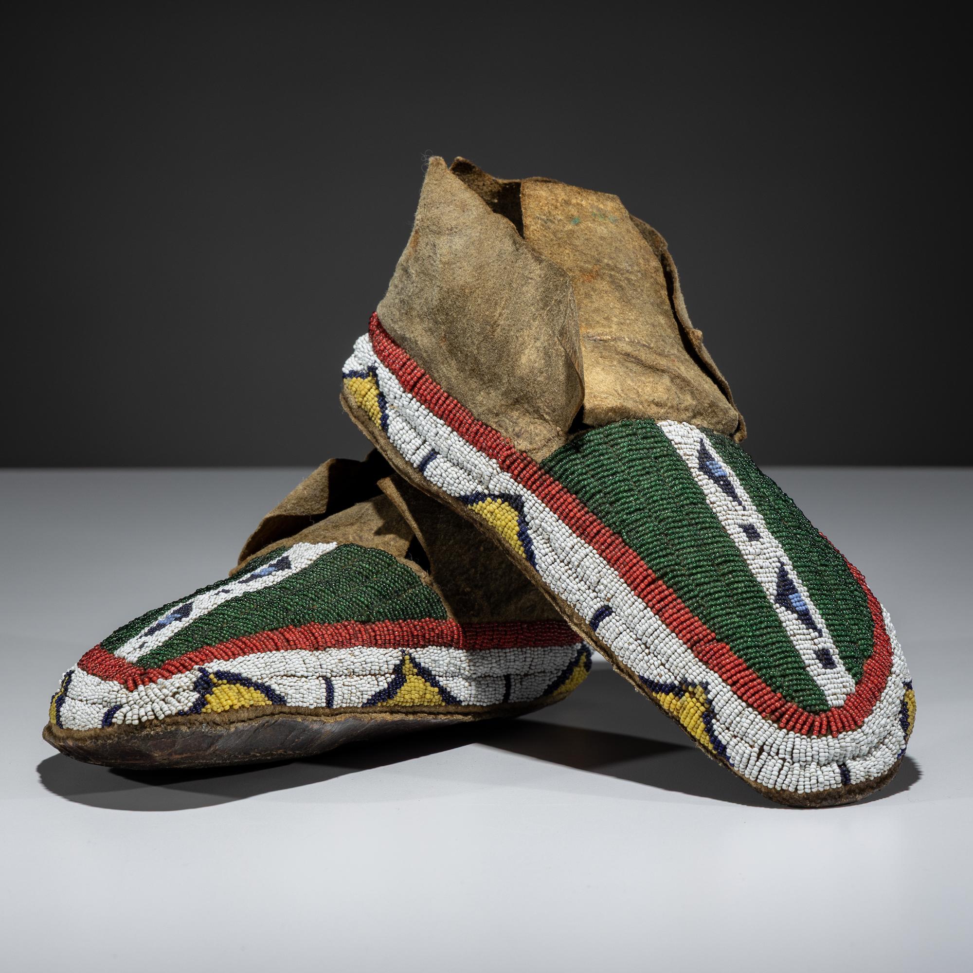 Sioux Beaded Buffalo Hide Moccasins