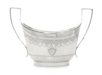 An English Silver Sugar, Peter, Ann & William Bateman, London, 1799, of oval, handled form.