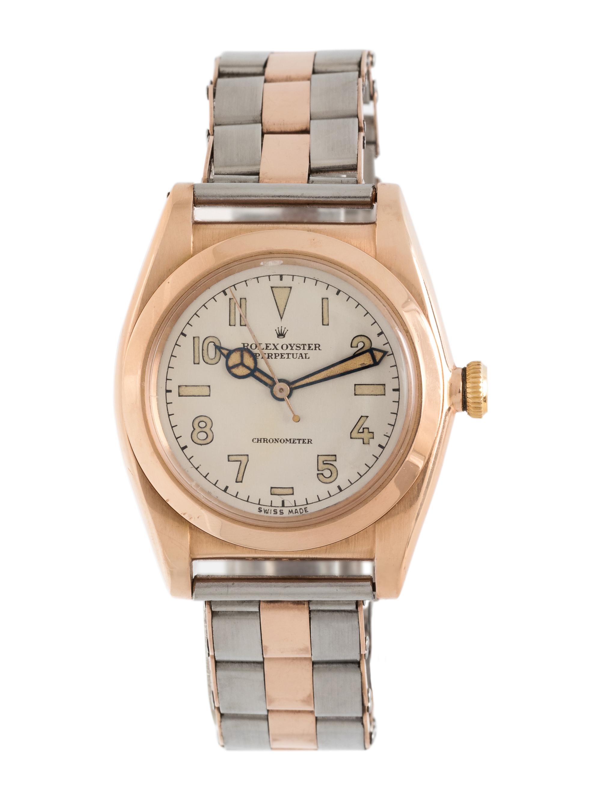 ROLEX, STAINLESS STEEL AND PINK GOLD 'OYSTER PERPETUAL BUBBLEBACK' WRISTWATCH