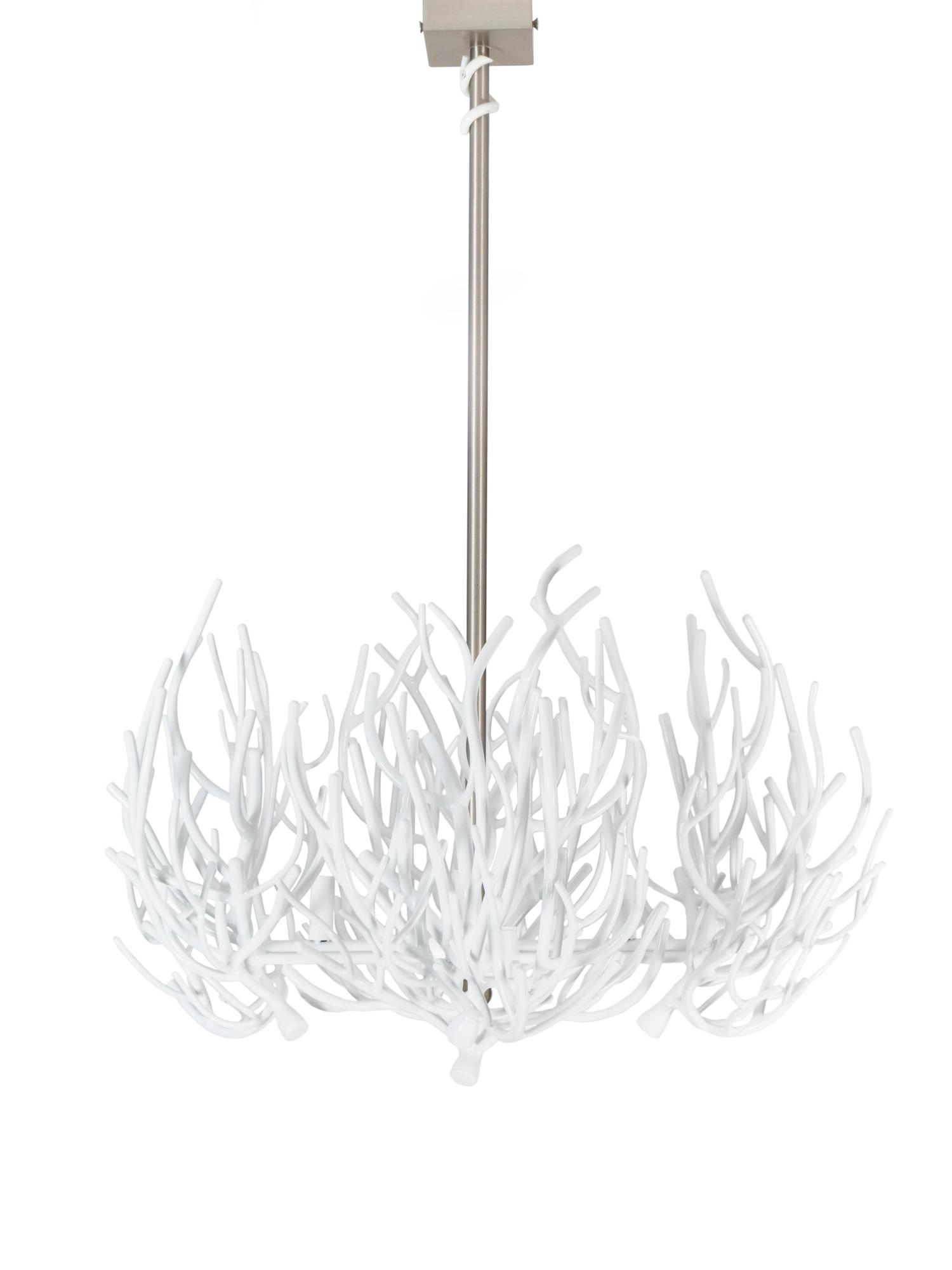 A White Painted Metal Coral-Form Four-Light Chandelier — 20TH CENTURY
