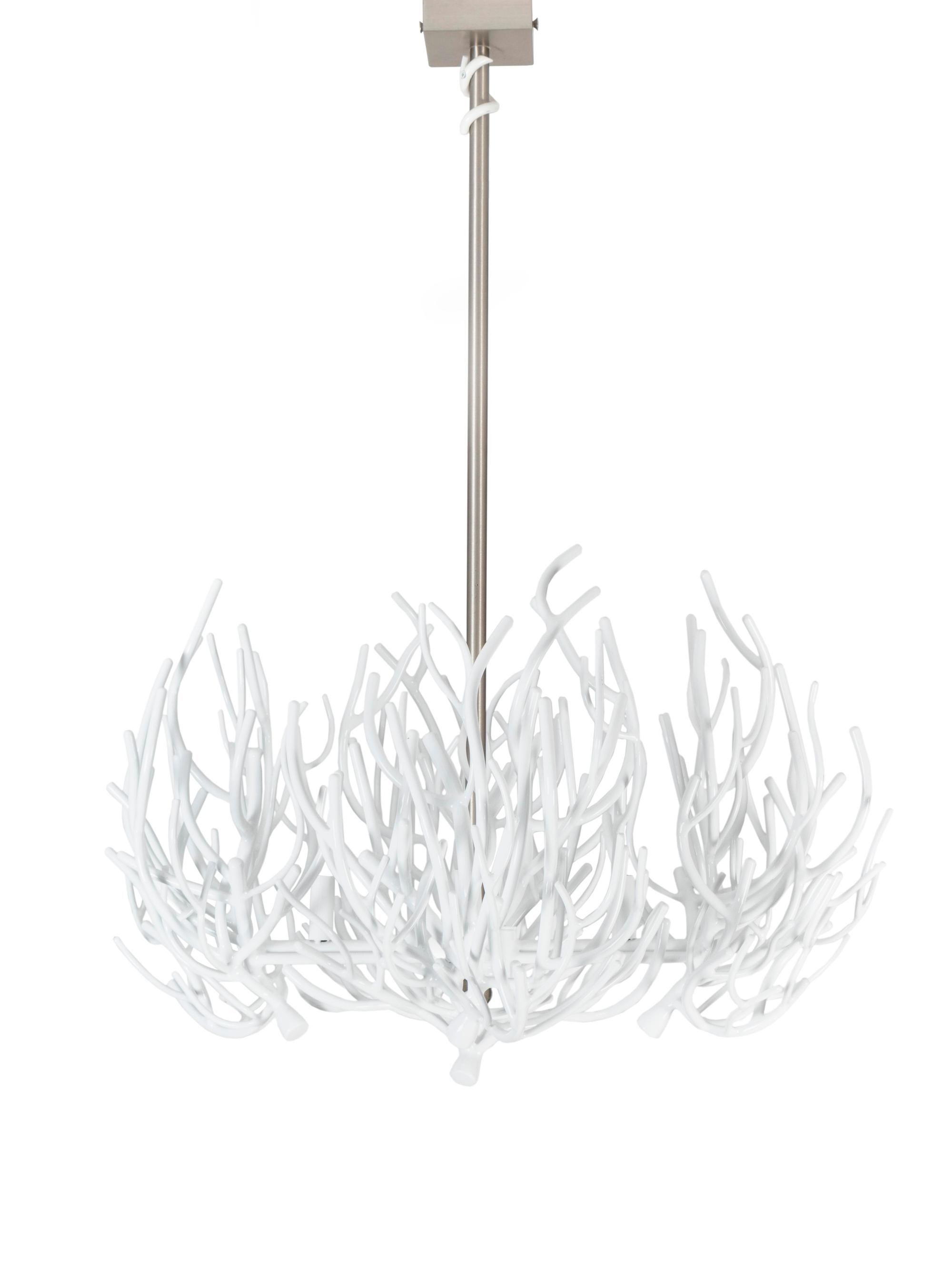 A White Painted Metal Coral-Form Four-Light Chandelier — 20TH CENTURY
