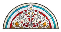 A Leaded Glass Transom Window Height 18 1/4 x width 38 1/2 inches.