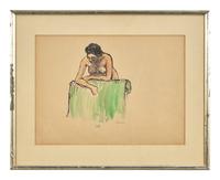 Nu Appuyé sur un Fauteuil Vert; with Three Studies of Woman Kneeling on her Elbows (A Double-Sided Work)