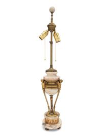 An Empire Style Gilt Bronze and Marble Cassolette Mounted as a Lamp