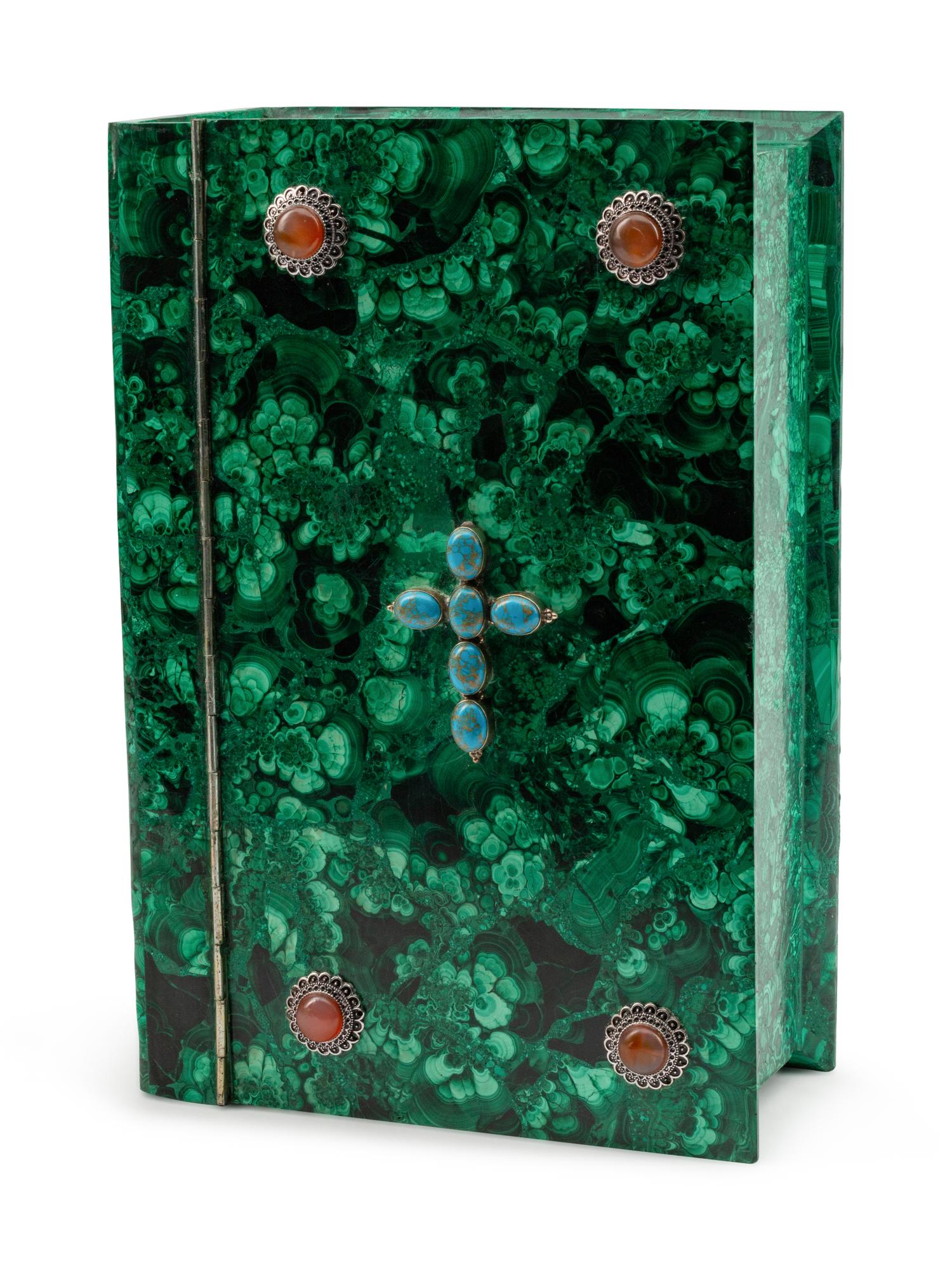 A Jewel-Mounted Malachite Book Box