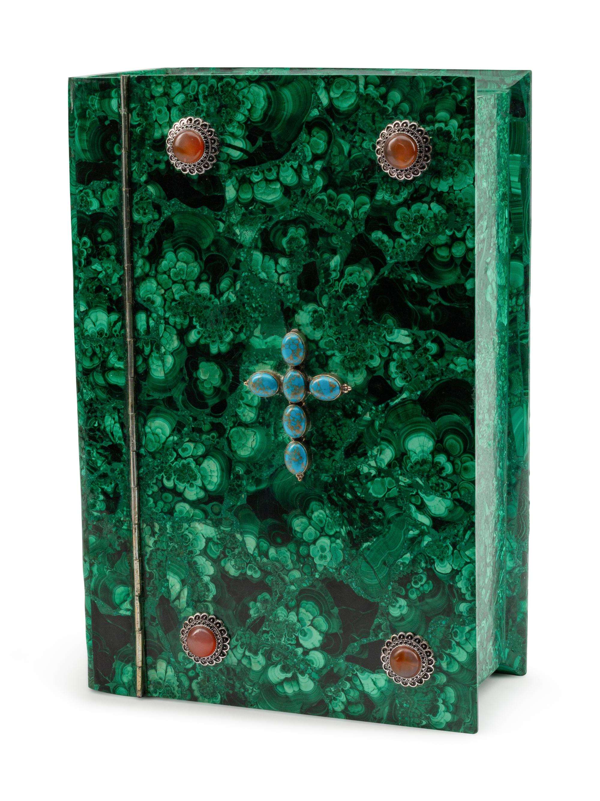 A Jewel-Mounted Malachite Book Box