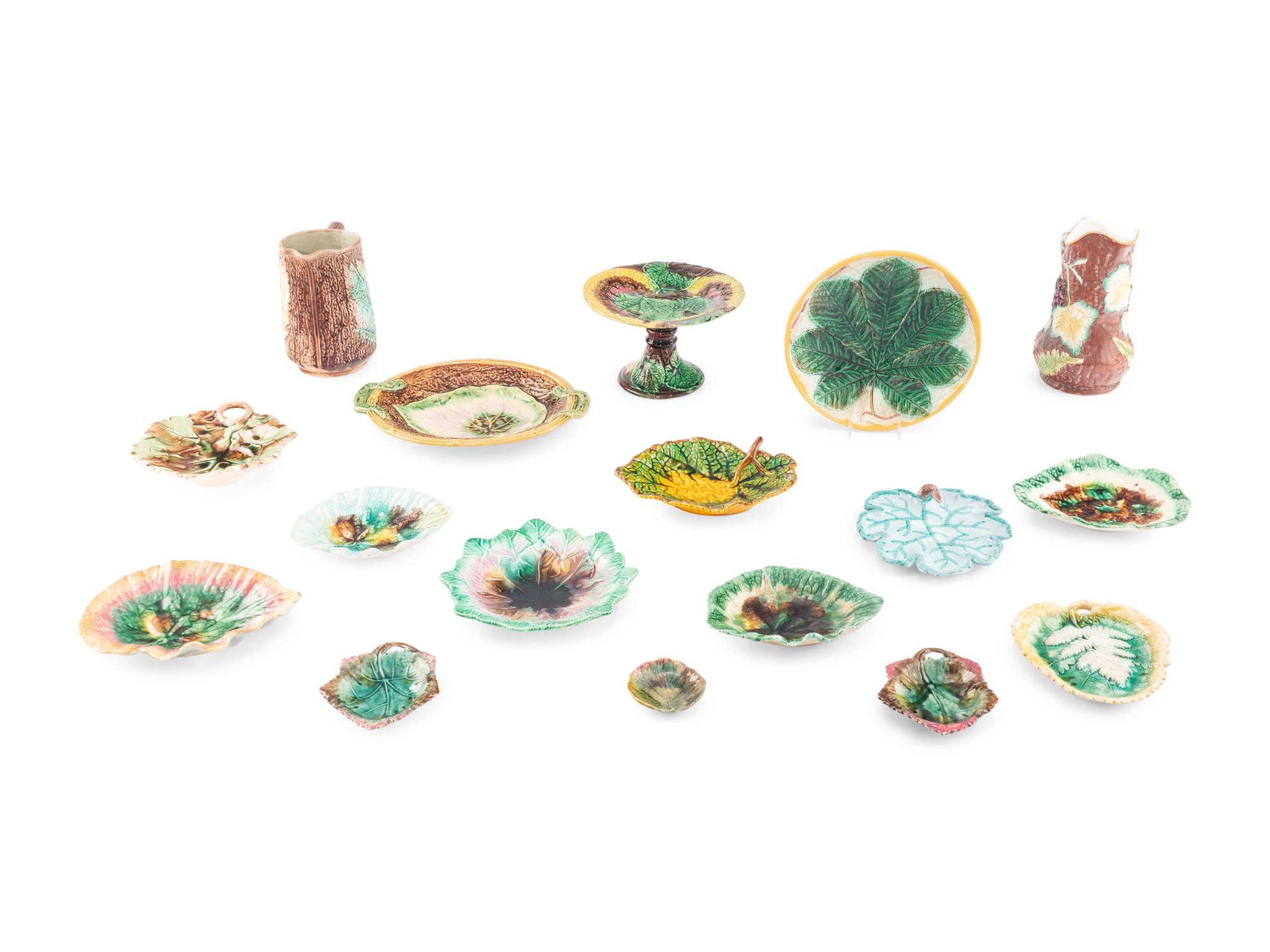 A Collection of Leaf-Form Majolica and Earthenware Articles