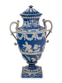 A Large Wedgwood Jasperware Tulip Vase and Cover