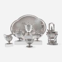 A six-piece sterling silver tea and coffee service Gorham Mfg. Co., Providence, RI, retailed by J.E. Caldwell, Philadelphia, PA, circa 1916