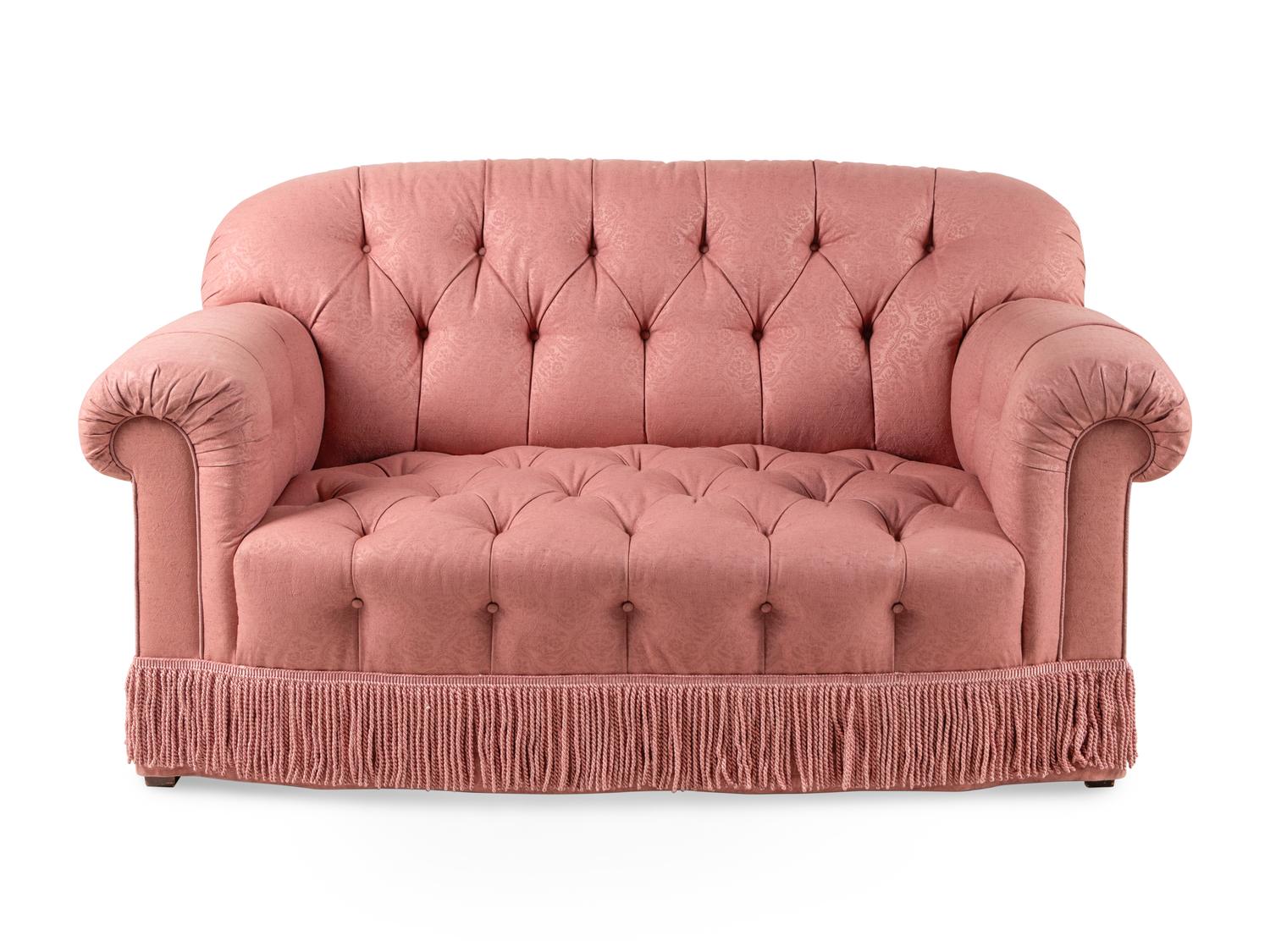 A Button-Tufted Upholstered Settee