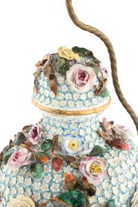 A Meissen Porcelain Schneeballen Covered Vase Mounted as a Lamp