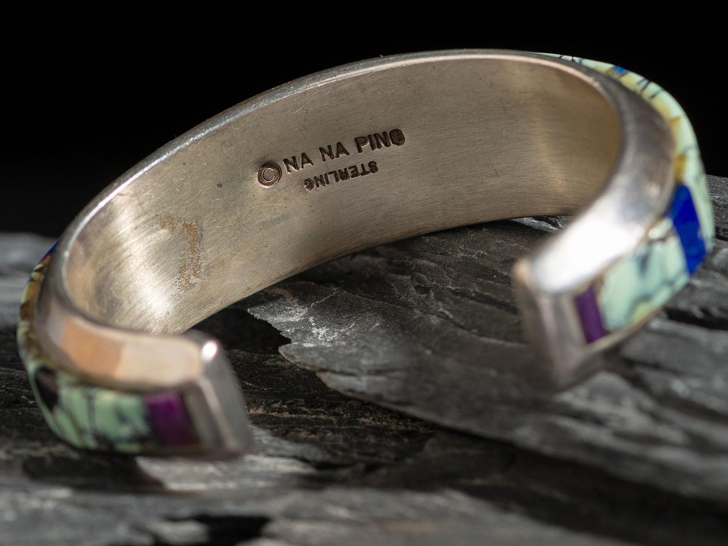 Sterling Silver and Cobblestone Inlay Cuff Bracelet