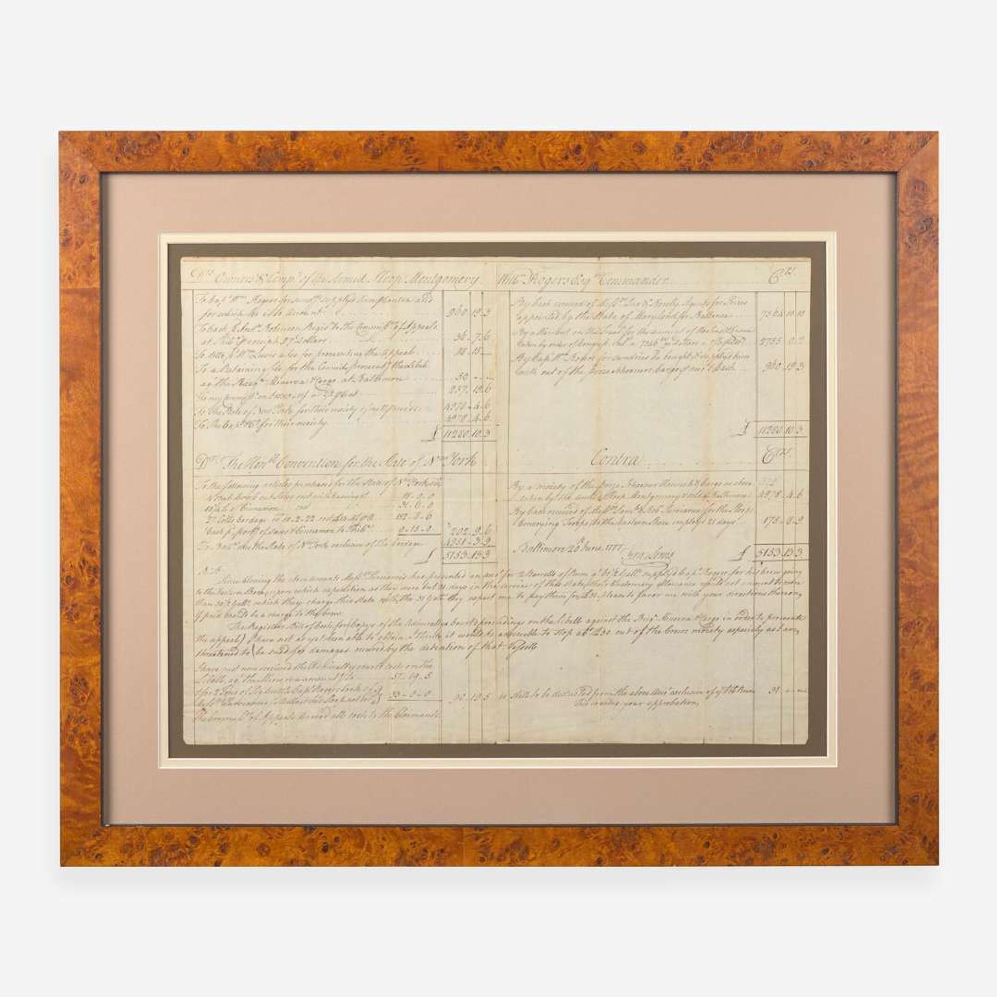 [Declaration of Independence] [New York] Lewis, Francis Manuscript Document, signed
