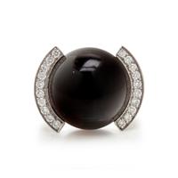 CARTIER, WHITE GOLD, DIAMOND AND SMOKY QUARTZ RING