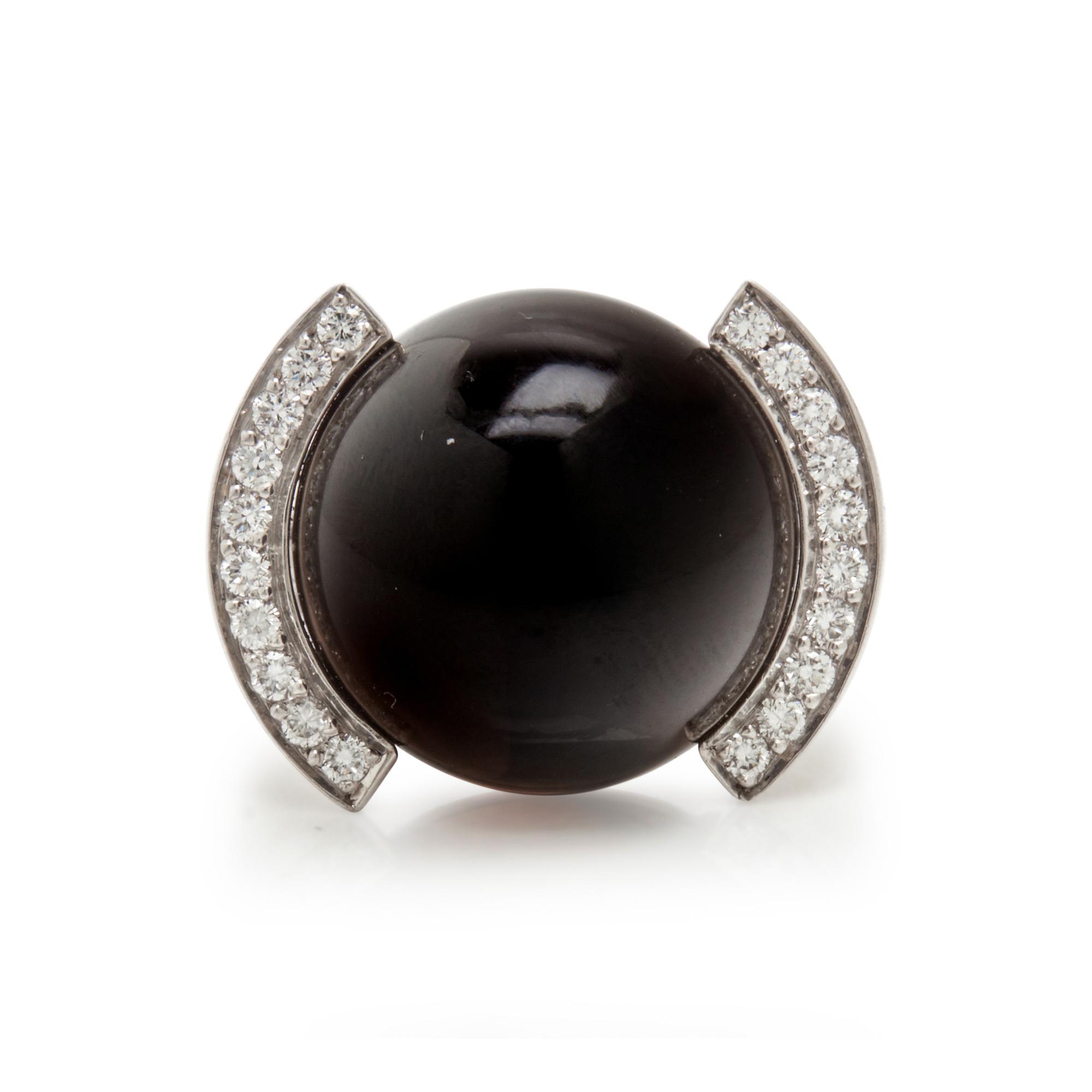 CARTIER, WHITE GOLD, DIAMOND AND SMOKY QUARTZ RING