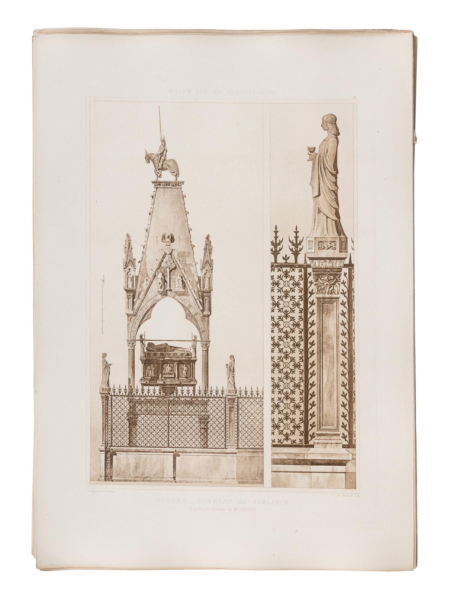 D’ESPOUY, Henry. Fragments d'Architecture du Moyen Age et de la Renaissance, d'apres les Relevés & Restaurations des Anciens Pensionnaires de l'Academie de France a Rome. Paris: Charles Massin, n.d.