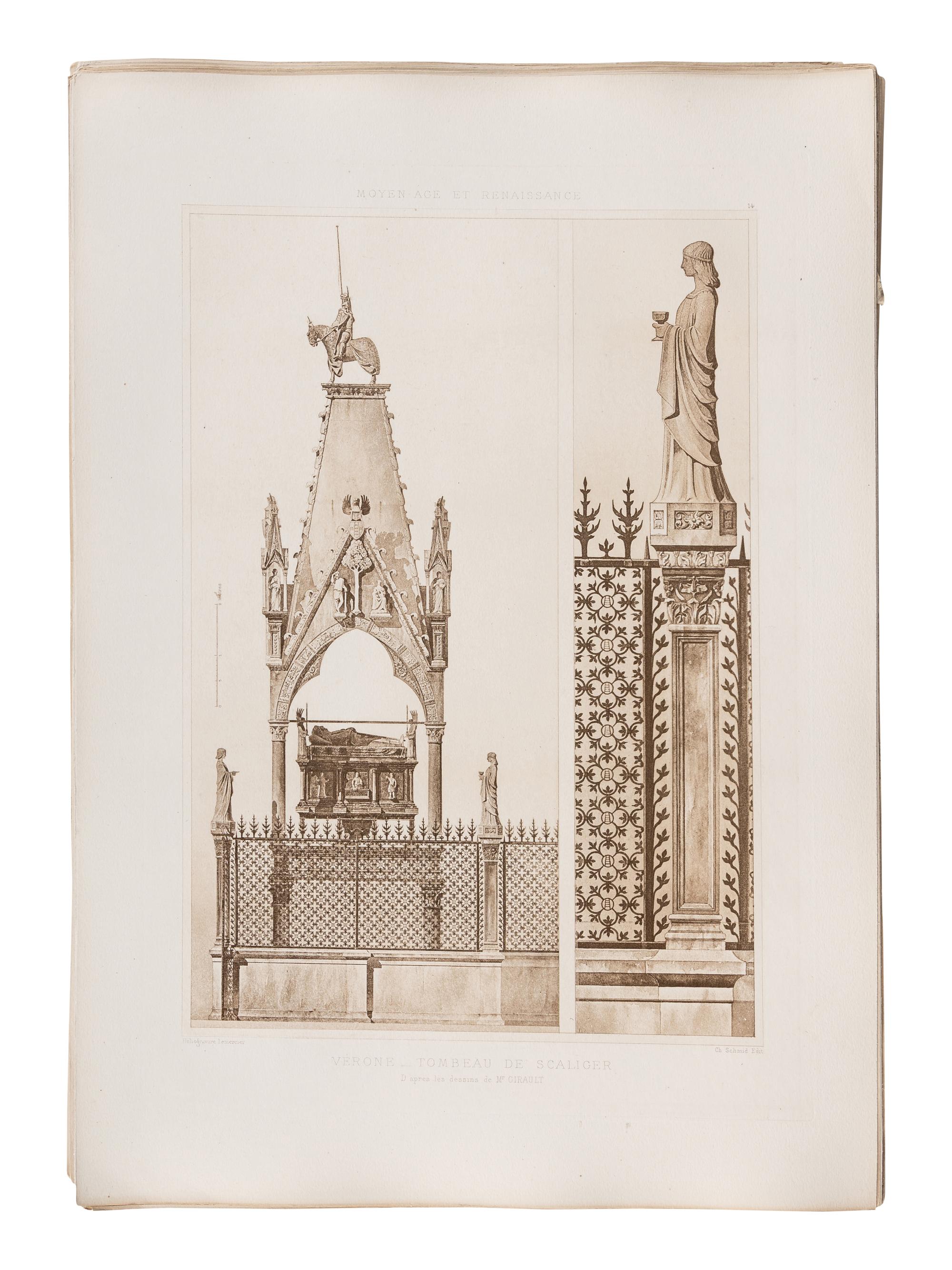 D’ESPOUY, Henry. Fragments d'Architecture du Moyen Age et de la Renaissance, d'apres les Relevés & Restaurations des Anciens Pensionnaires de l'Academie de France a Rome. Paris: Charles Massin, n.d.