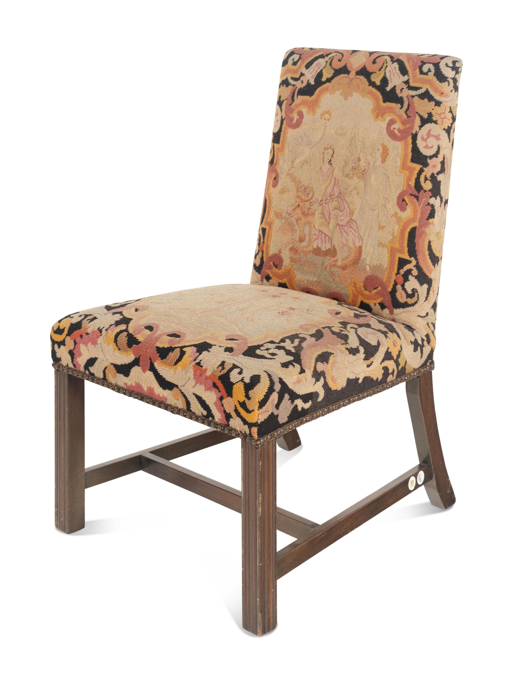 A Pair of George III Style Needlepoint Upholstered Side Chairs
