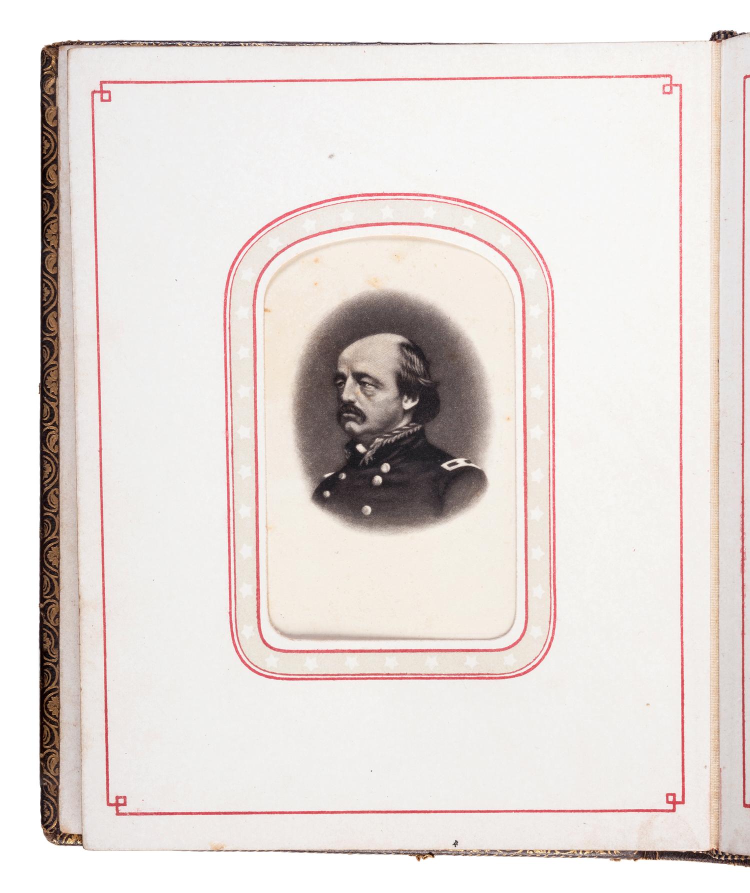Patriotic album containing 24 engraved CDVs of Union generals. New York: Leavitt & Allen, 1862.