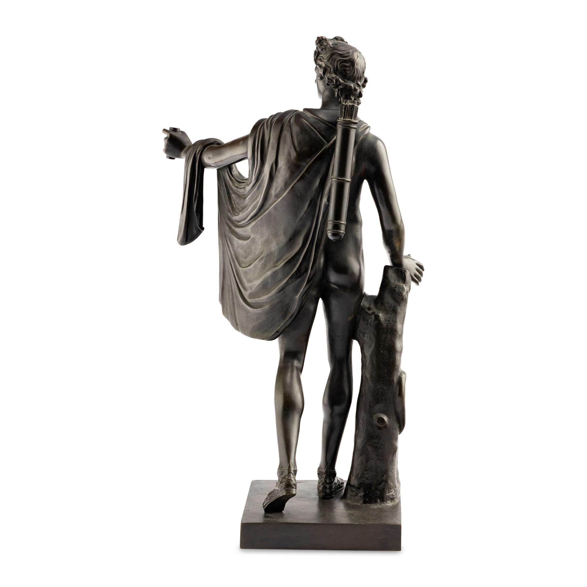 A Large Grand Tour Bronze Figure of Apollo Belvedere