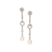 ART DECO, NATURAL PEARL AND DIAMOND EARRINGS