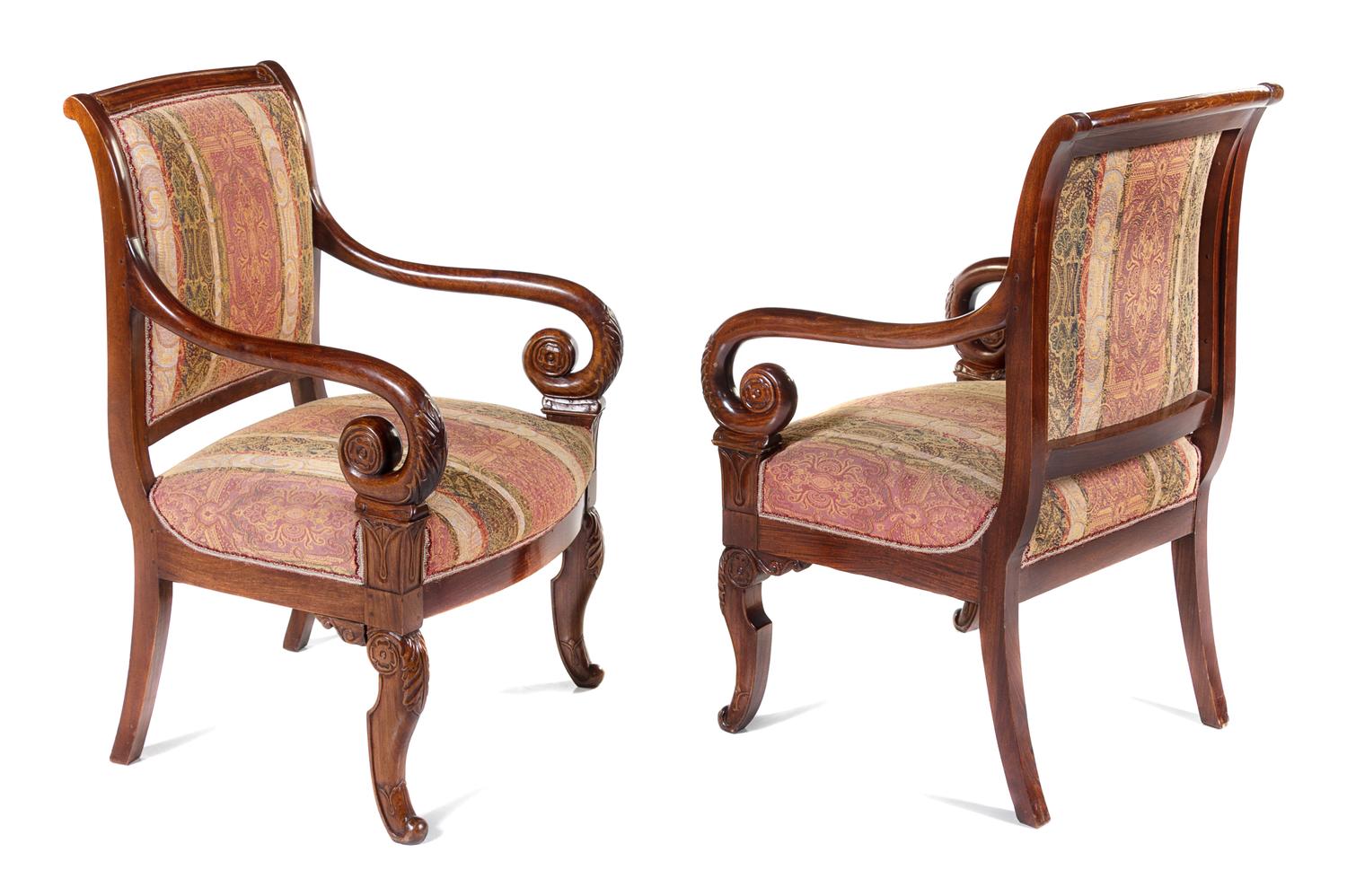 A Pair of Louis Philippe Mahogany Armchairs Height 36 1/2 inches. — 19TH CENTURY