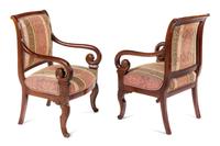 A Pair of Louis Philippe Mahogany Armchairs Height 36 1/2 inches. — 19TH CENTURY
