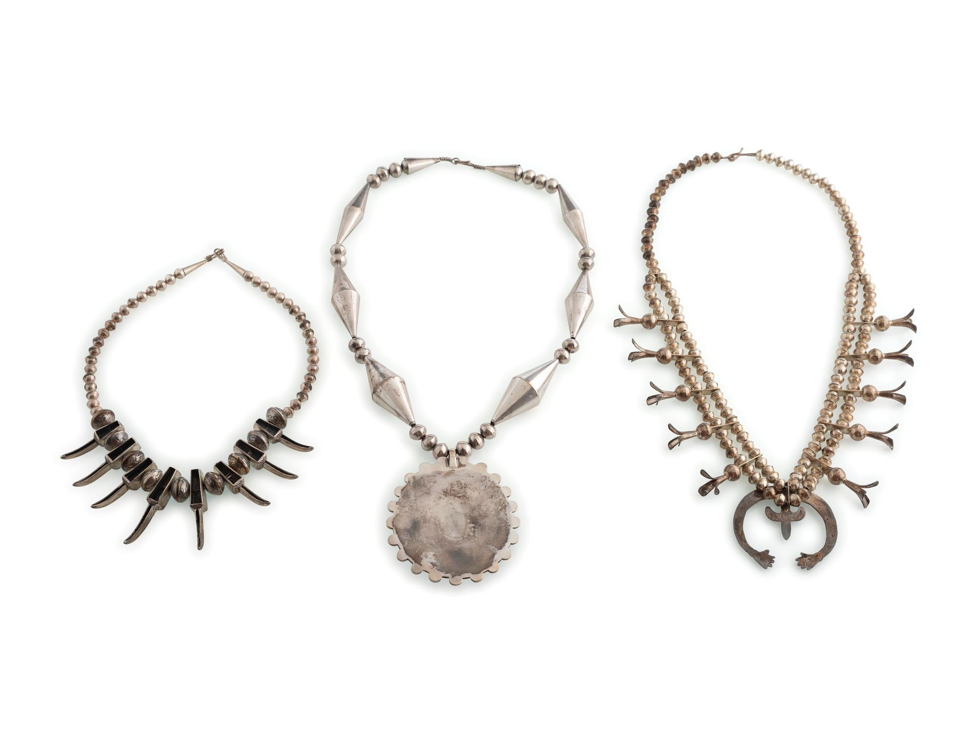 Navajo Silver and Turquoise Necklaces