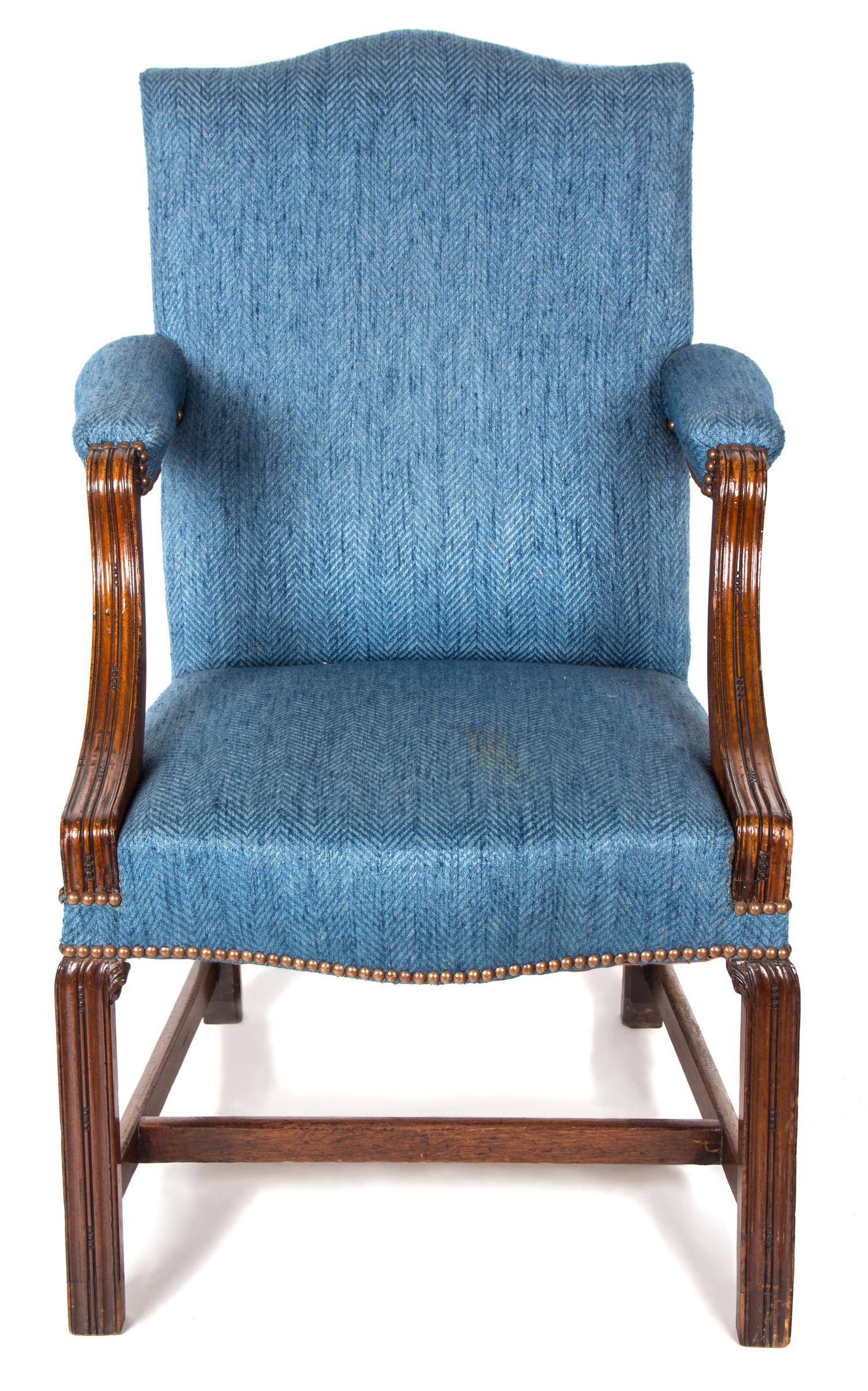 A George II Style Mahogany Open Armchair Height 38 inches. — 20TH CENTURY