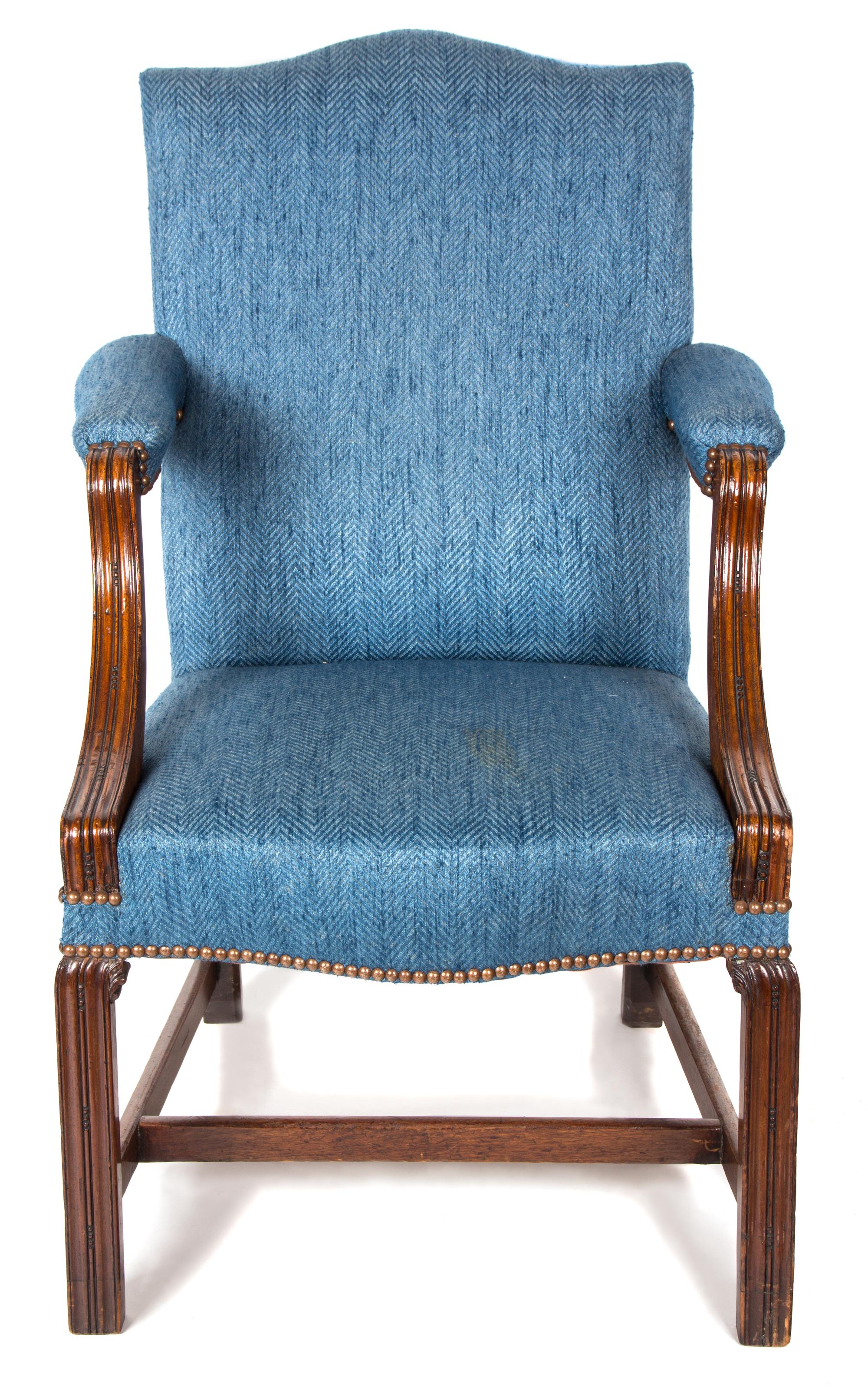 A George II Style Mahogany Open Armchair Height 38 inches. — 20TH CENTURY