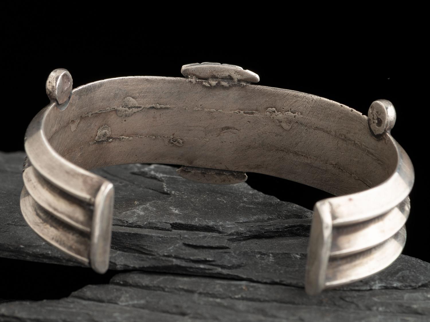 Navajo Ingot and Turquoise Cuff Bracelet