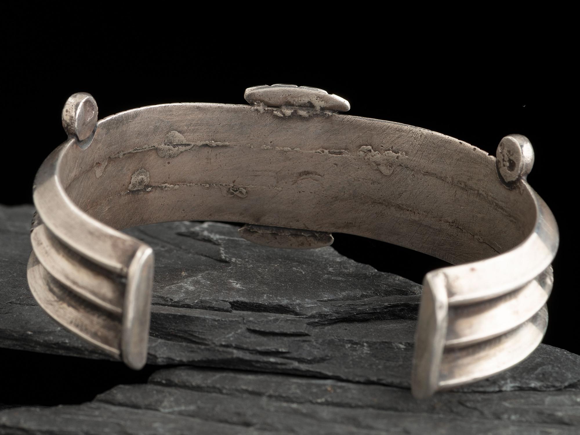 Navajo Ingot and Turquoise Cuff Bracelet