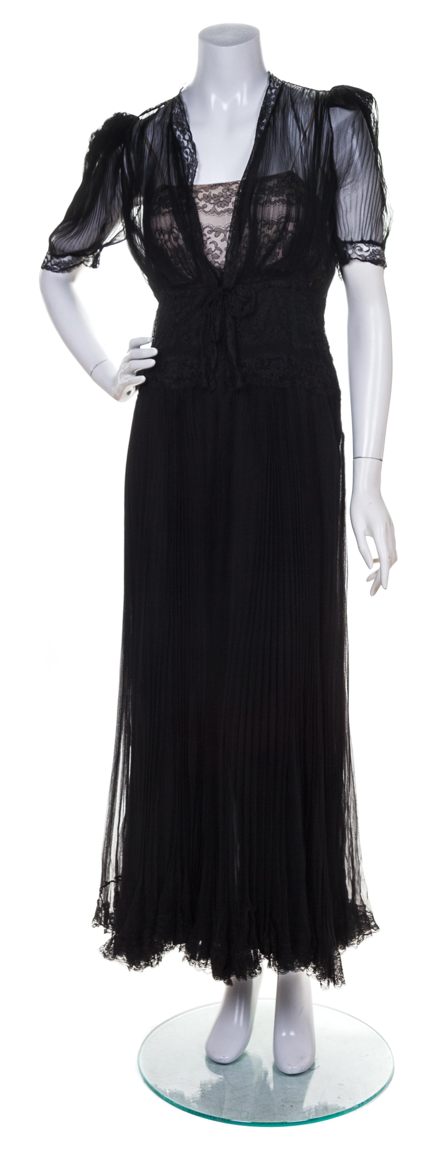 A Hattie Carnegie Black Silk Pleated Dress,