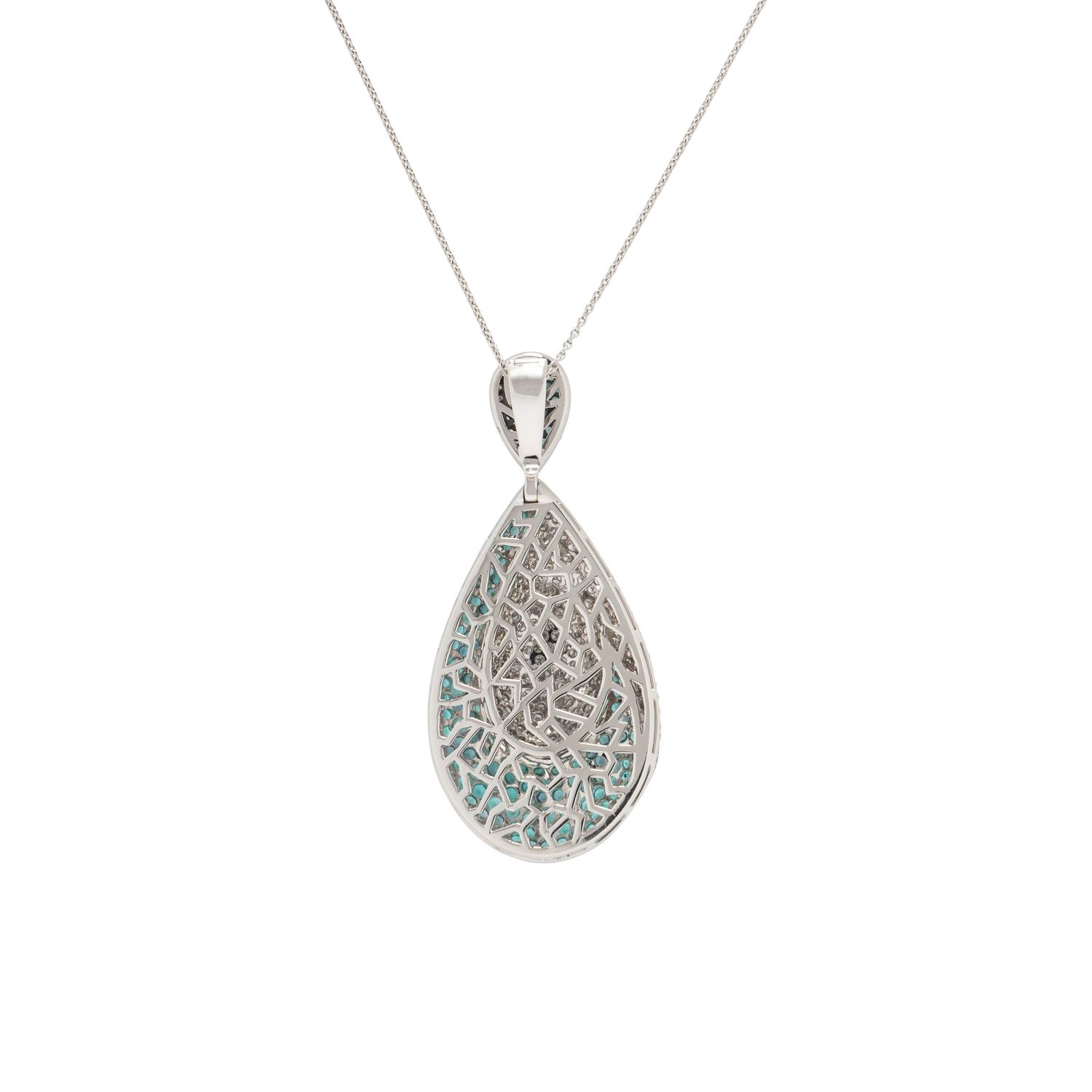GREENISH BLUE TOURMALINE AND DIAMOND PENDANT