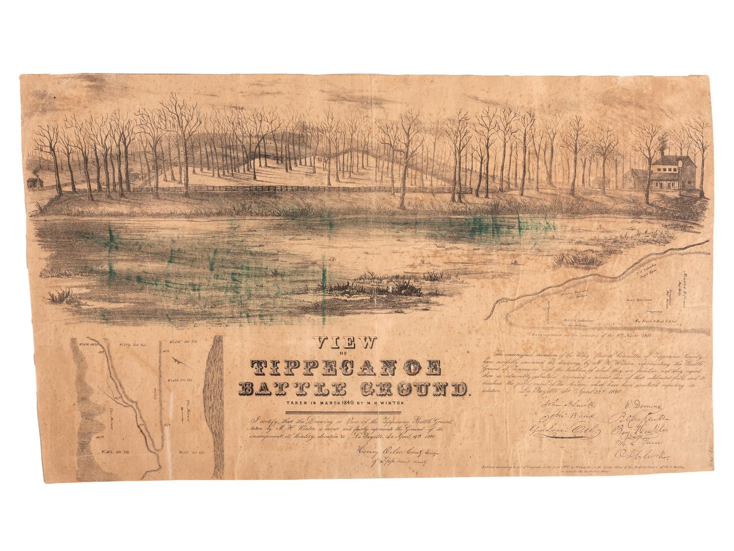 [WAR OF 1812]. A group of 2 Battle of Tippecanoe lithographs.
