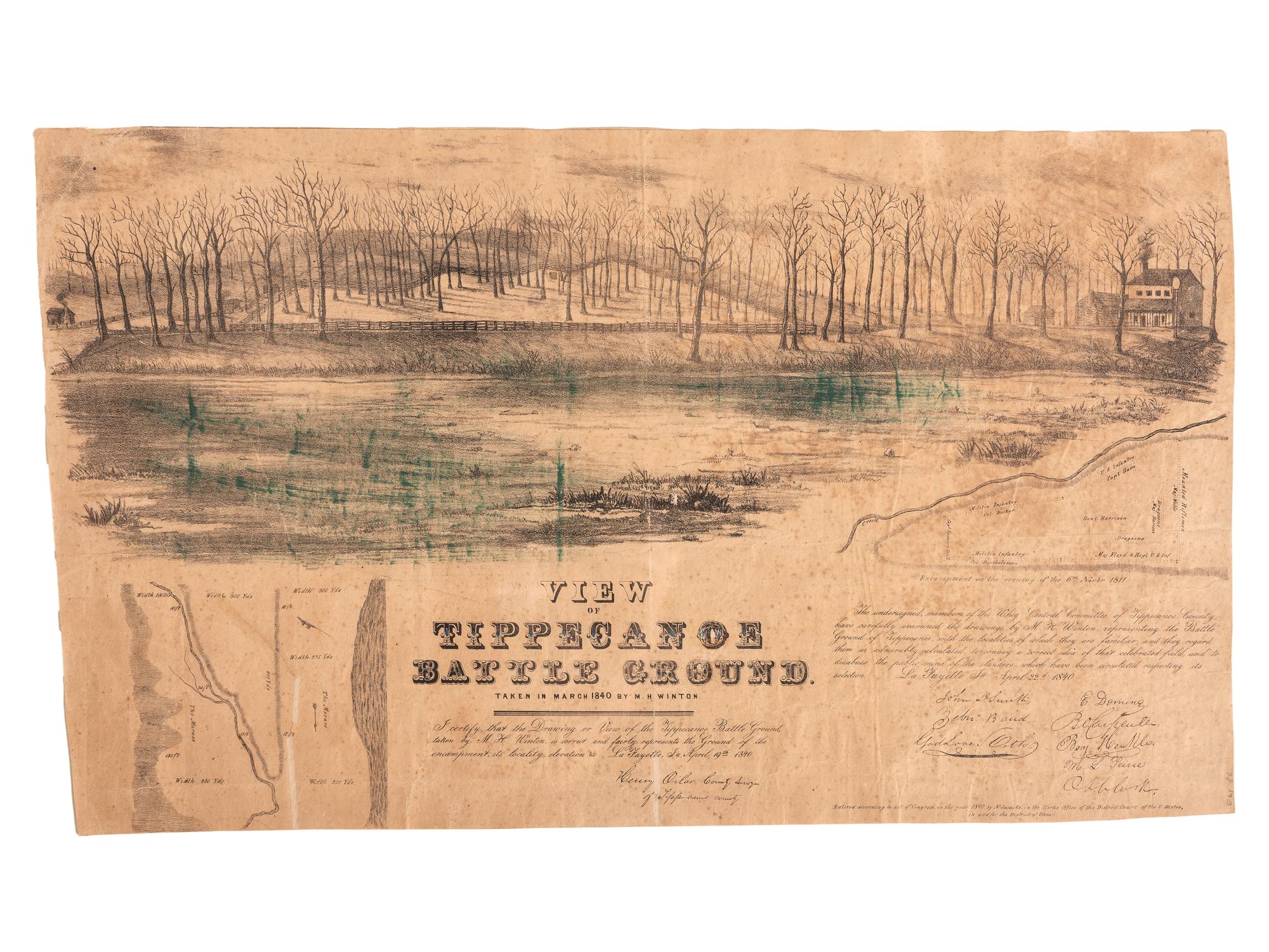 [WAR OF 1812]. A group of 2 Battle of Tippecanoe lithographs.